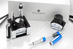 Diplomat Nexus Demo Fountain Pen - Black/Silver -Office Supplies Sale Diplomat Nexus Demo Black Chrome Blue Chrome group 1