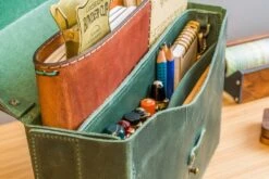 Galen Leather Writer's Medic Bag - Crazy Horse Forest Green -Office Supplies Sale GL MedicBag Green stock 11