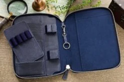 Galen Leather Zippered A5 Notebook Folio - Crazy Horse Navy Blue -Office Supplies Sale GalenLeather NotebookFolio CrazyHorse NavyBlue 2