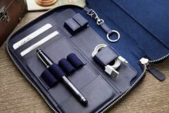 Galen Leather Zippered A5 Notebook Folio - Crazy Horse Navy Blue -Office Supplies Sale GalenLeather NotebookFolio CrazyHorse NavyBlue 4