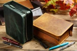 Galen Leather Zippered 40 Slot Pen Case - Crazy Horse Forest Green -Office Supplies Sale GalenLeather Zippered40SlotPenCase CrazyHorse ForestGreen Brown 1 22ece8a6 3029 4fa1 9207 2770421f902d