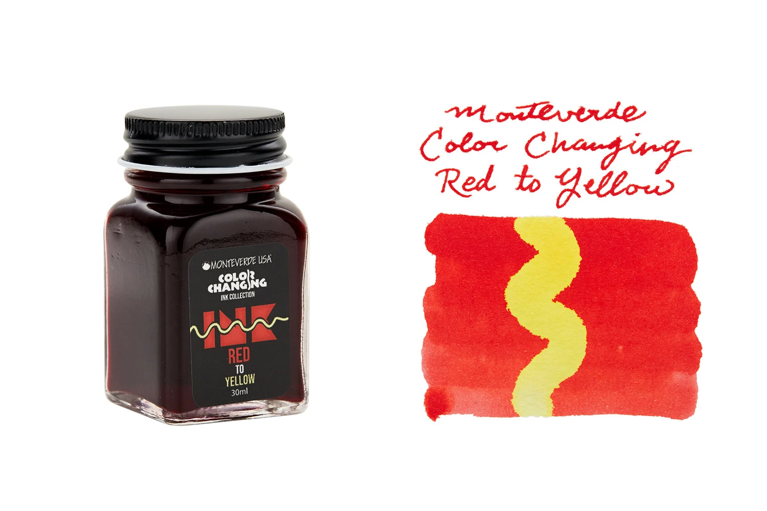 Monteverde Color Changing Red To Yellow - 30ml Bottled Ink 3 Monteverde Color Changing Red To Yellow - 30ml Bottled Ink